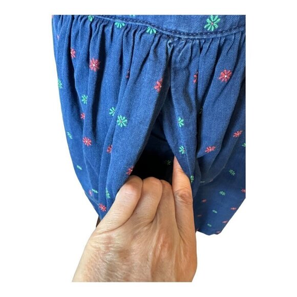 Maison Kitsune Dress Women 8 Blue Floral Cotton‎ Button Detail Tie Back Mini - Picture 7 of 12